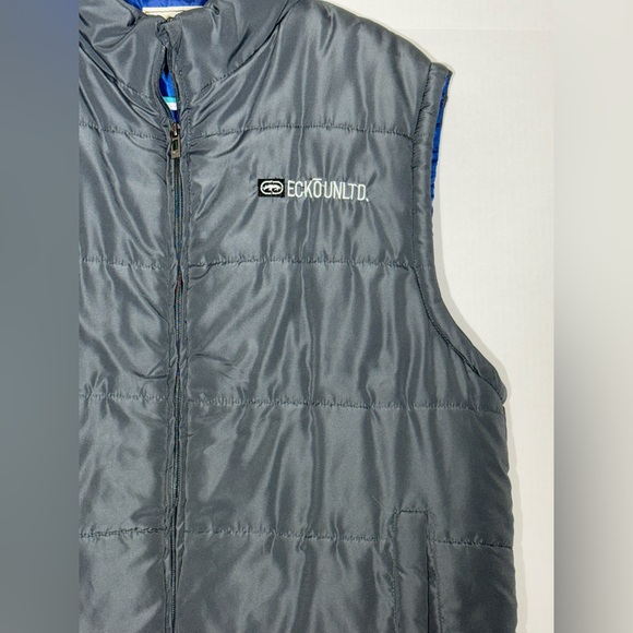 Nice Ecko Unltd Gray Puffer Vest Collared Full Zipper Men’s Size Xlarge - Picture 4 of 12